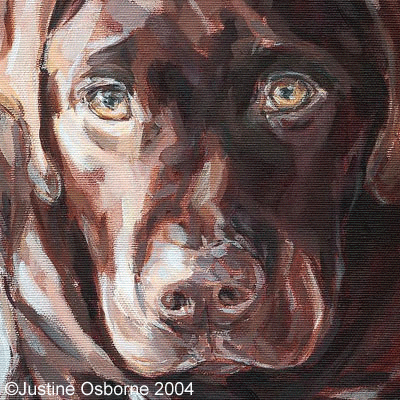 dog painting portrait of a  chocolate labrador