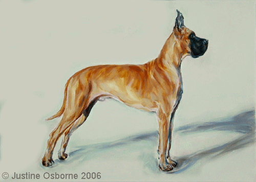 dog painting portrait of a tan great dane