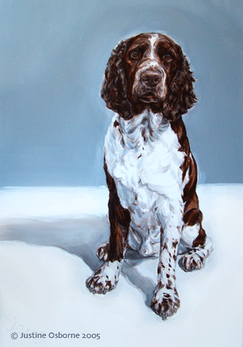 painting of an english springer spaniel dog